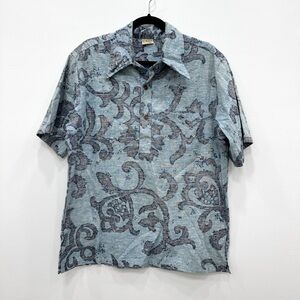 Rare Go Barefoot Vintage Hawaiian Hawaii Mens pullover half button 100% cotton